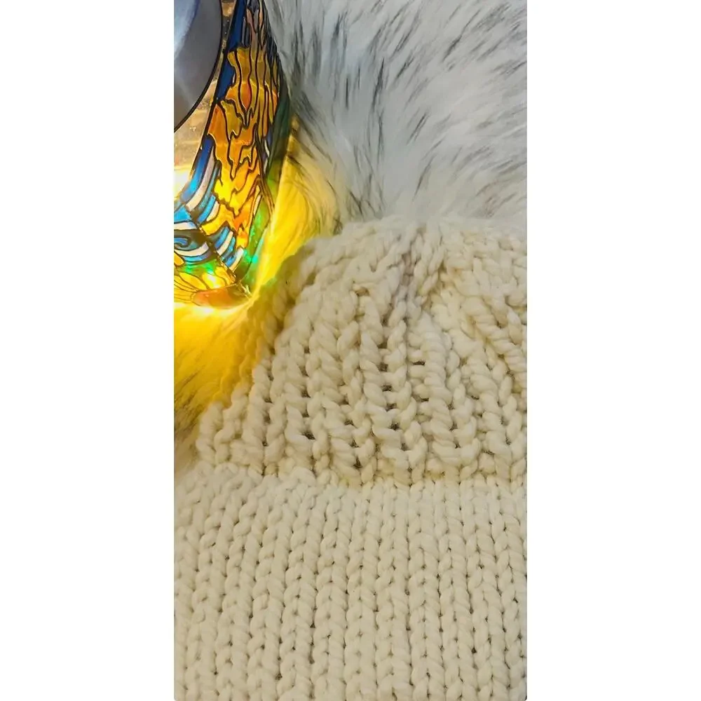 Cozy Cream Knit Beanie with Double Brim - Must Have for Winter Adventures
